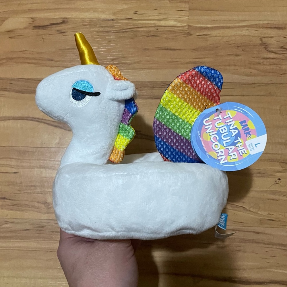 unicorn pool float shaped dog toy